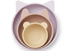 Liewood light lavender multi mix skåle Eddie silikone (3-pack)